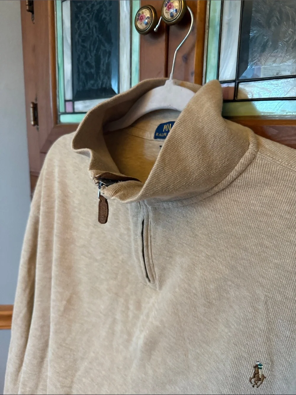 Polo by Ralph Lauren Men's Half-Zip Pullover Sweater in Light Beige